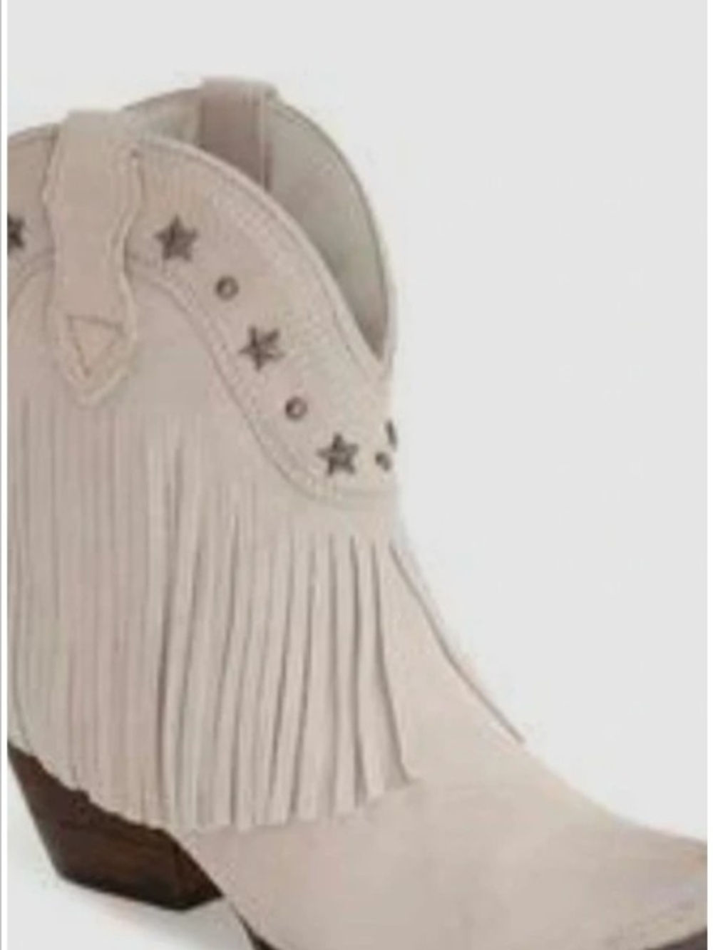 Very Volatile "ice" Western Fringe Ankle Booties with Star Studs
